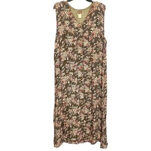 Vintage April Cornell Brown Floral Maxi Dress ONE SIZE Dark Goth Cottagecore